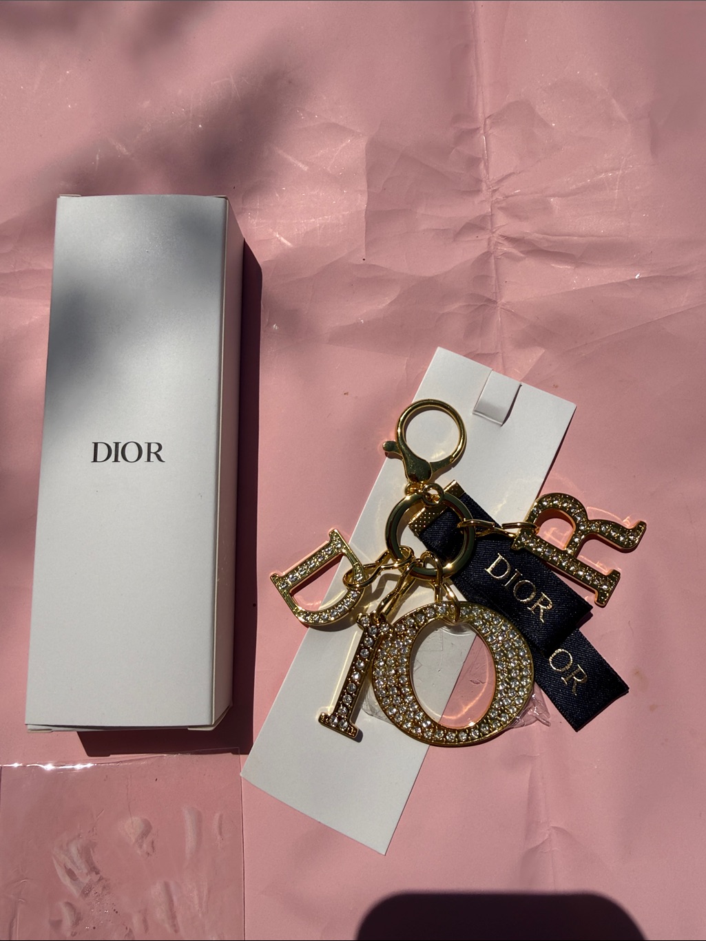 Dior Gold And Black Crystal 'D I O R' Keychain Charm Amazing New In Box